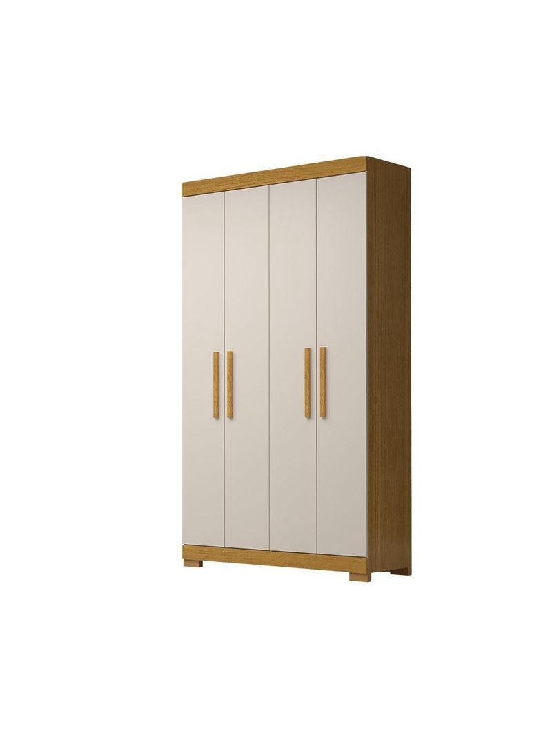 Guarda-roupa Solteiro Canadá 4 Portas Linhamobília Cinamomo/off White