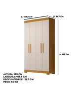 Guarda-roupa Solteiro Canadá 4 Portas Linhamobília Cinamomo/off White