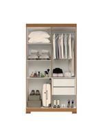 Guarda-roupa Solteiro Canadá 4 Portas Linhamobília Cinamomo/off White