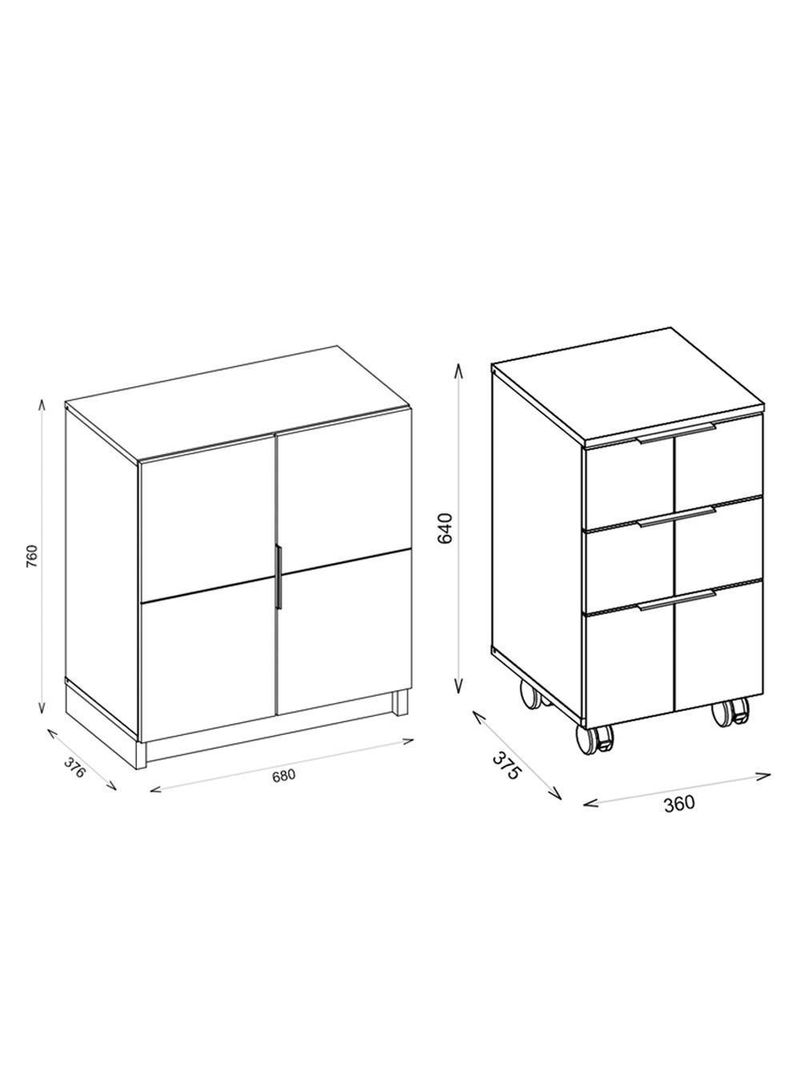 Kit Escritório Armário Baixo Gaveteiro Cubic Branco Caemmun