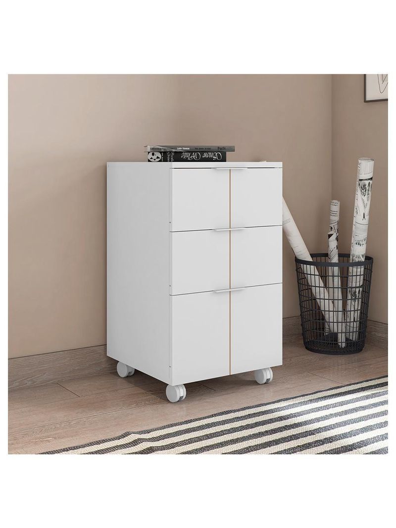 Kit Escritório Armário Baixo Gaveteiro Cubic Branco Caemmun