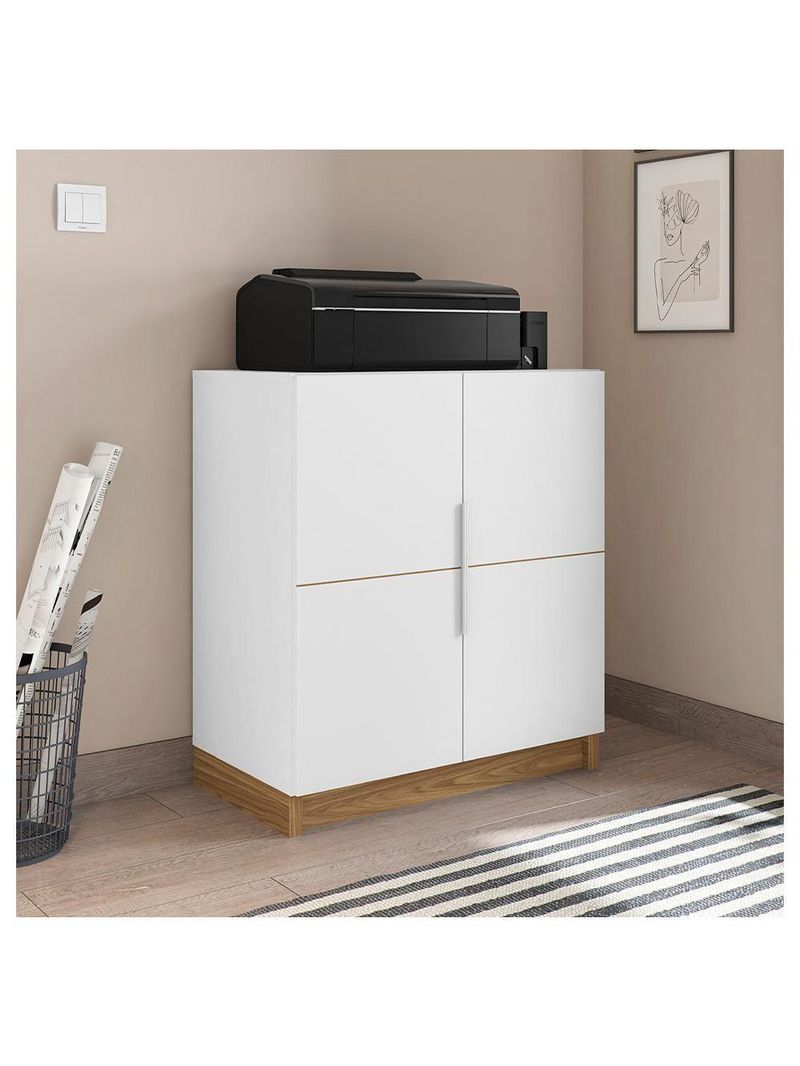 Kit Escritório Armário Baixo Gaveteiro Cubic Branco Caemmun