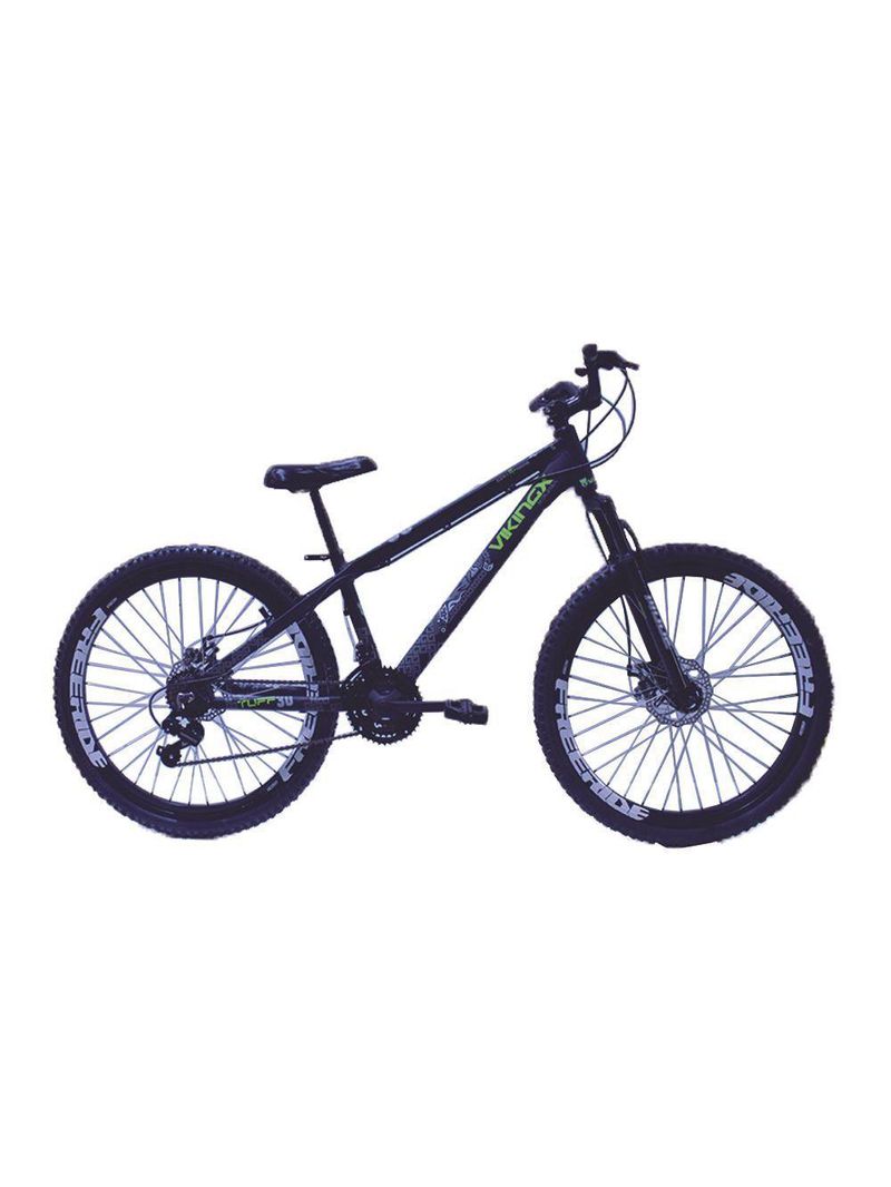 Bicicleta Vikingx Tuff 30 Freeride Aro 26 Freio A Disco Cambios Shimano Preto Amarelo Neon
