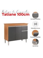 Balcão De Cozinha Ambiente Tatiane Com Tampo 100cm Amêndoa Preto - Ajl