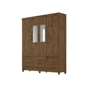 Guarda Roupa Casal Ambiente Ms912 6 Portas Castanho Wood Com Espelho - Moval