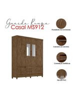 Guarda Roupa Casal Ambiente Ms912 6 Portas Castanho Wood Com Espelho - Moval