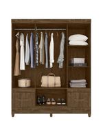 Guarda Roupa Casal Ambiente Ms912 6 Portas Castanho Wood Com Espelho - Moval