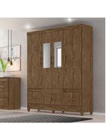 Guarda Roupa Casal Ambiente Ms912 6 Portas Castanho Wood Com Espelho - Moval