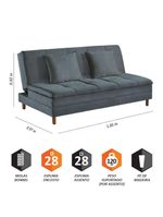 Sofá Cama Vegas 185cm Pé De Madeira Talento Móveis Grafite