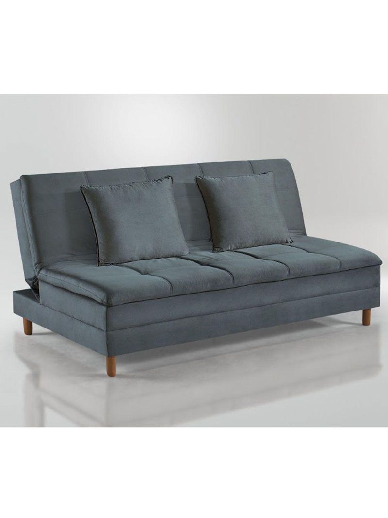 Sofá Cama Vegas 185cm Pé De Madeira Talento Móveis Grafite