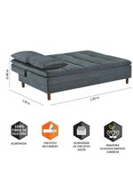 Sofá Cama Vegas 185cm Pé De Madeira Talento Móveis Grafite