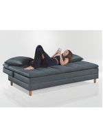 Sofá Cama Vegas 185cm Pé De Madeira Talento Móveis Grafite