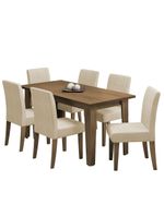 Conjunto de Mesa Sala de Jantar Miami com 6 Cadeiras Trieste Suede 1,60m – Cedro / Areia