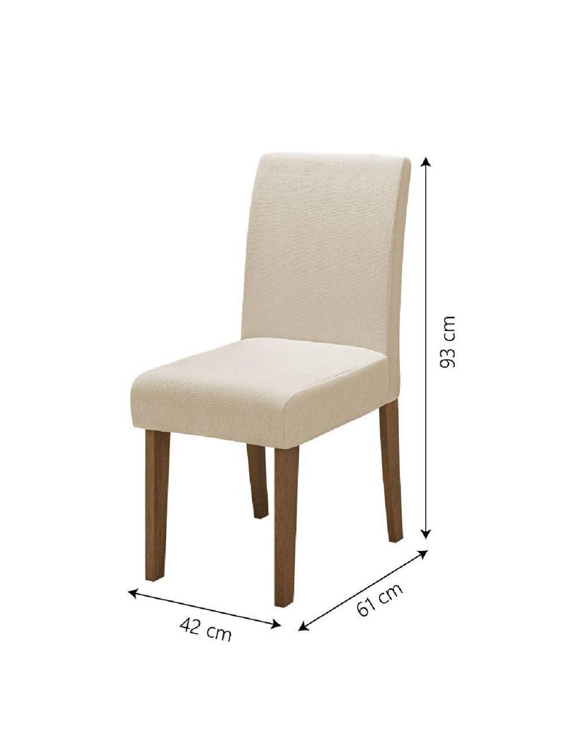 Conjunto de Mesa Sala de Jantar Miami com 6 Cadeiras Trieste Suede 1,60m – Cedro / Areia