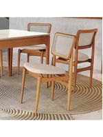 Cadeira Kappesberg Em Madeira Maciça Linho Mesclado Areia Tela Bege