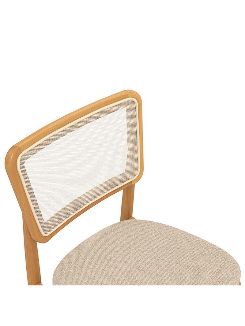 Cadeira Kappesberg Em Madeira Maciça Linho Mesclado Areia Tela Bege