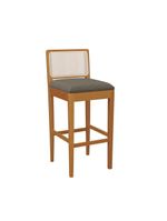 Banqueta Em Madeira Maciça Sara Kappesberg Linho Mescla Chumbo Tela Bege