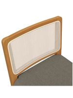 Banqueta Em Madeira Maciça Sara Kappesberg Linho Mescla Chumbo Tela Bege