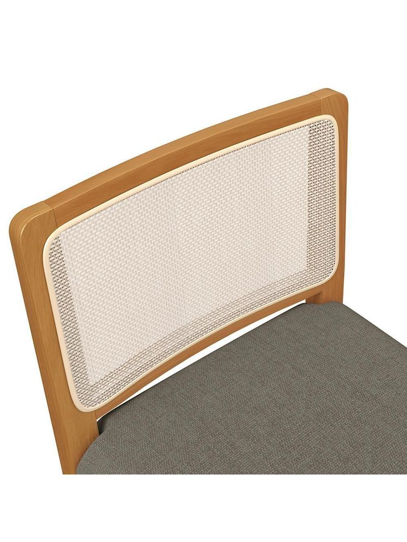 Banqueta Em Madeira Maciça Sara Kappesberg Linho Mescla Chumbo Tela Bege