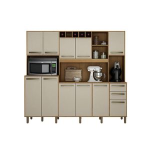 Armário De Cozinha 11 Portas E 02 Gavetas Cinamono/off Wh