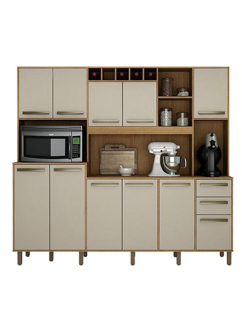 Armário De Cozinha 11 Portas E 02 Gavetas Cinamono/off Wh