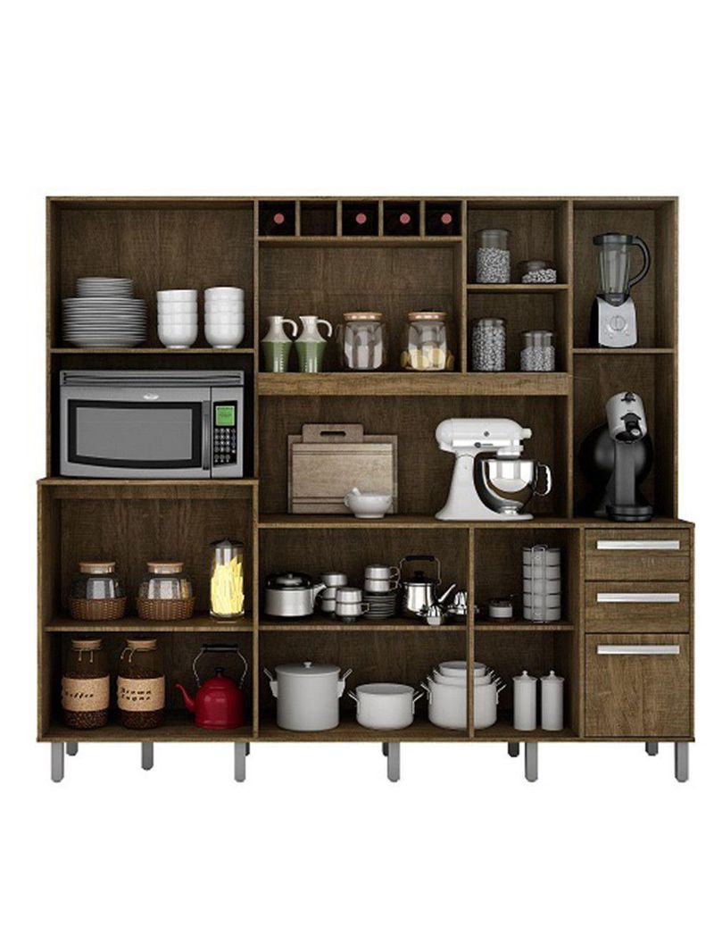 Armário De Cozinha 11 Portas E 02 Gavetas Cinamono/off Wh