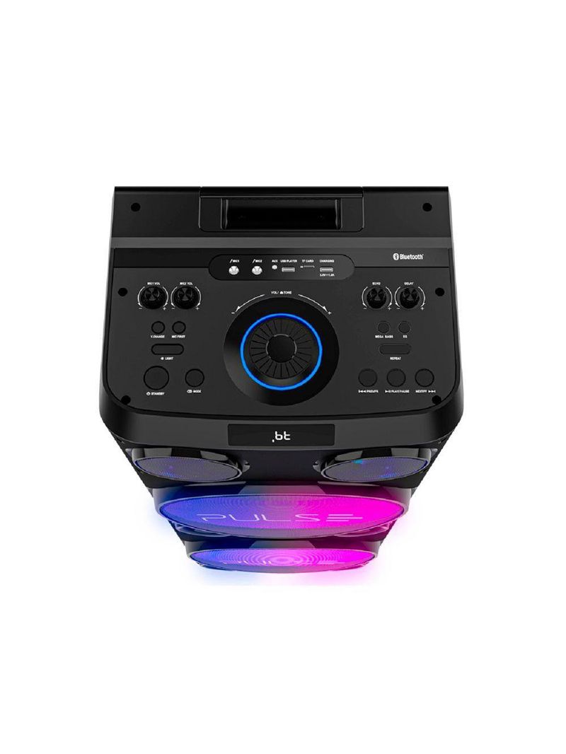 Caixa De Som SP508 Torre Double 12 2300W Bluetooth Pulse Preto Bivolt