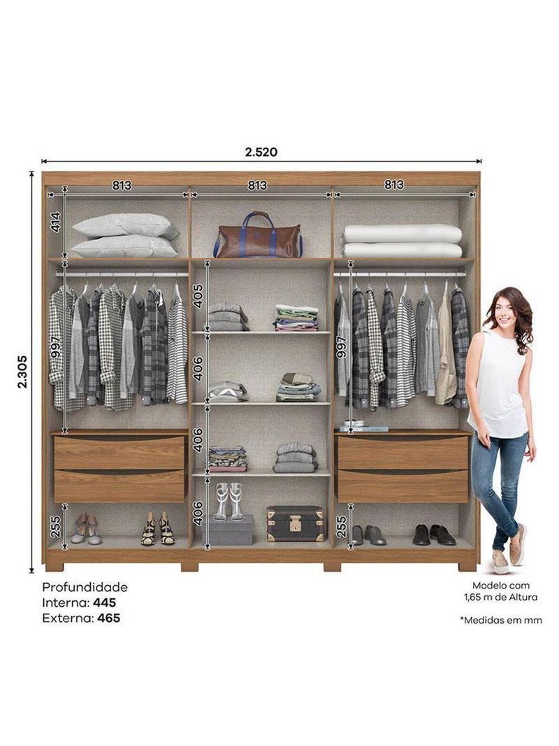 Guarda Roupa Casal Norton 6 Portas Nature Off White – Henn