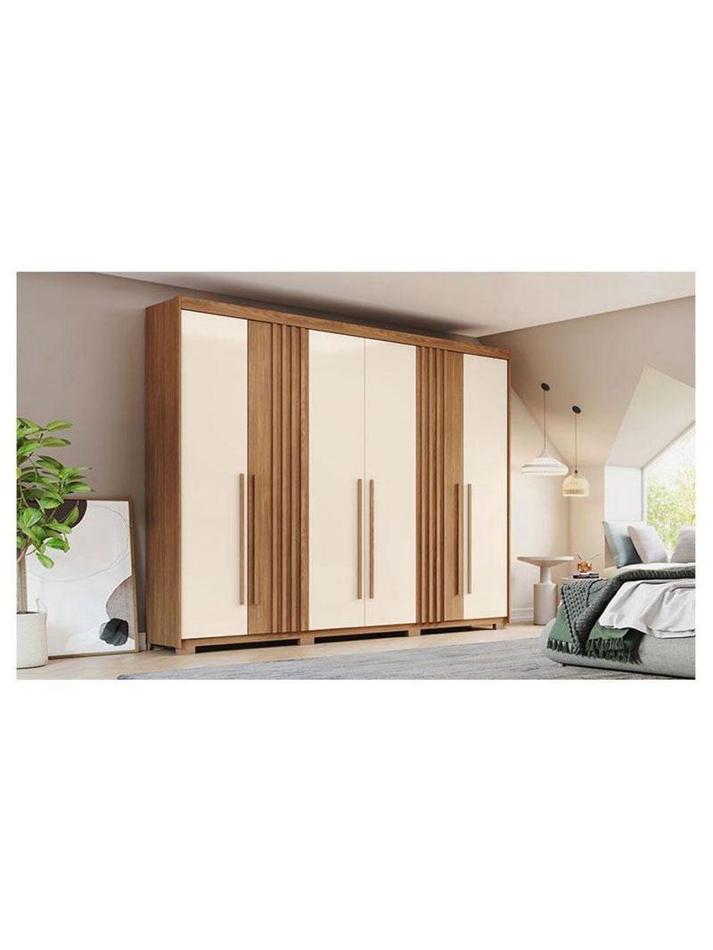 Guarda Roupa Casal Norton 6 Portas Nature Off White – Henn