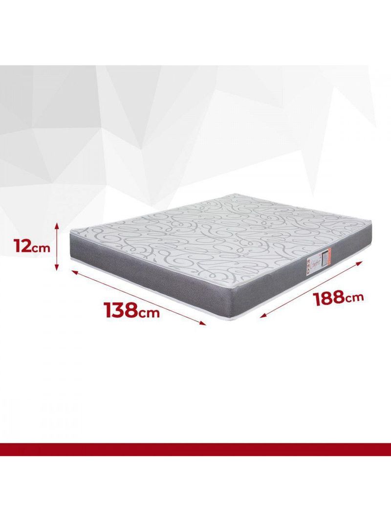 Colchão Casal Espuma D33 Pro Confort 138x188x12cm Cinza