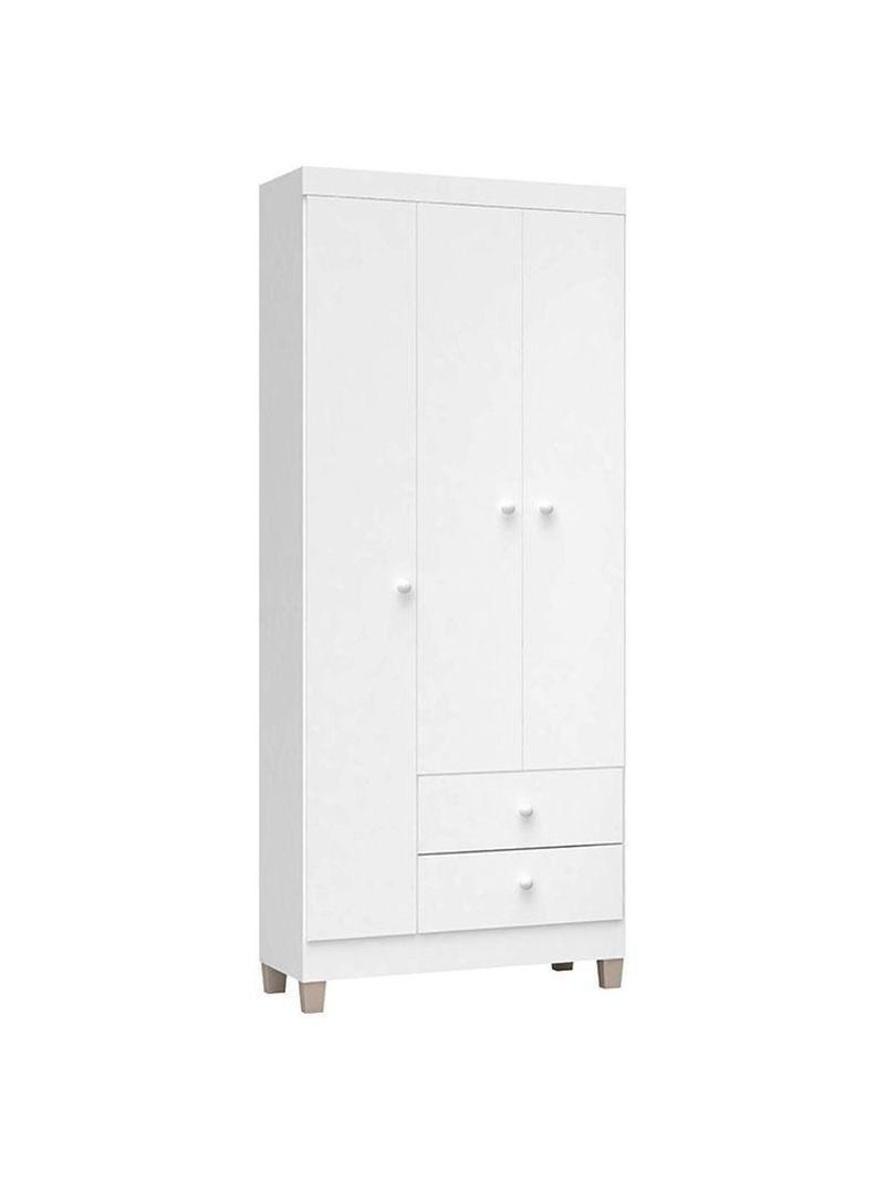 Berço Americano Mirelle Com Colchão Para Berço Americano E Guarda Roupa Ternura Baby 3 Portas Branco Brilho - Incorplac
