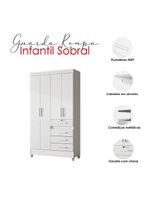 Guarda Roupa Infantil Sobral 4 Portas Branco Flex – Moval