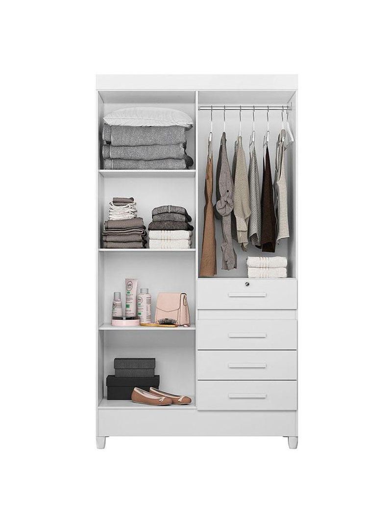 Guarda Roupa Infantil Sobral 4 Portas Branco Flex – Moval