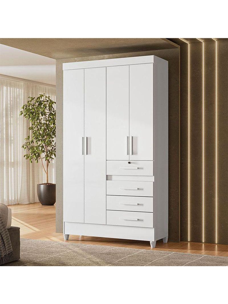 Guarda Roupa Infantil Sobral 4 Portas Branco Flex – Moval