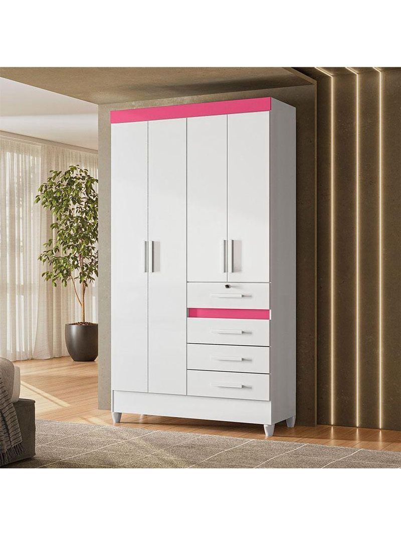 Guarda Roupa Infantil Sobral 4 Portas Branco Flex – Moval