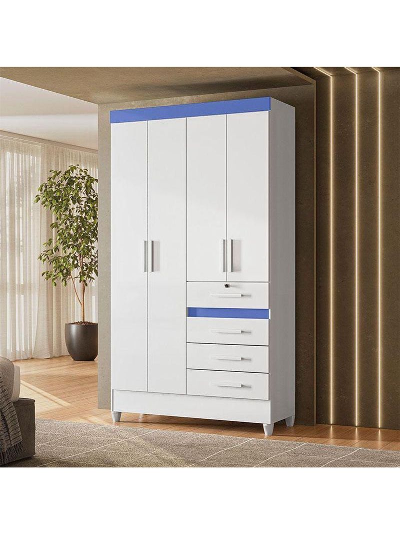 Guarda Roupa Infantil Sobral 4 Portas Branco Flex – Moval