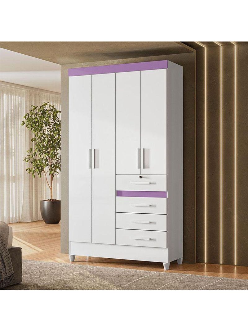 Guarda Roupa Infantil Sobral 4 Portas Branco Flex – Moval