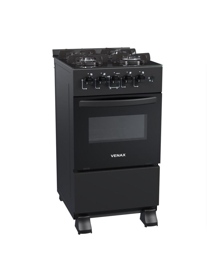 Fogão 4 Bocas Venax Picasso Line Mesa De Vidro Preto Bivolt