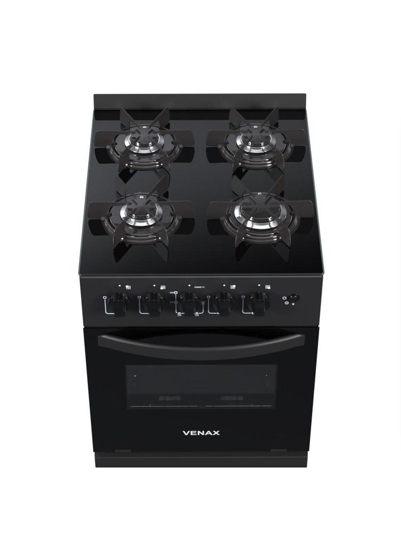 Fogão 4 Bocas Venax Picasso Line Mesa De Vidro Preto Bivolt