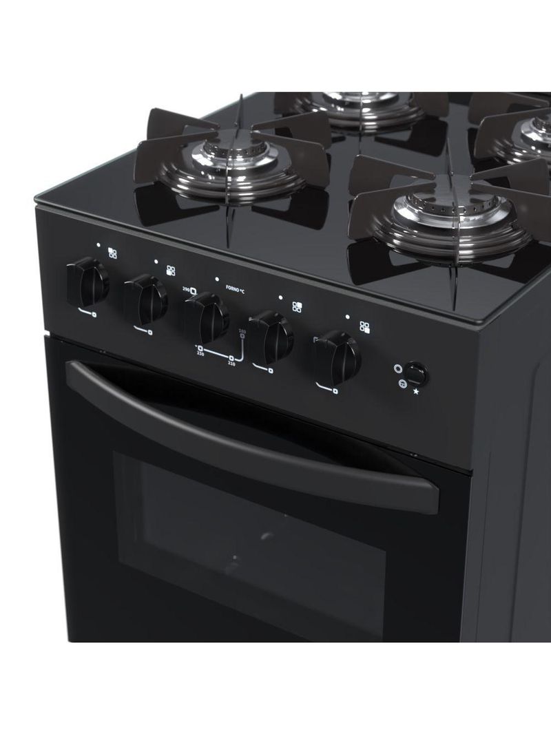 Fogão 4 Bocas Venax Picasso Line Mesa De Vidro Preto Bivolt