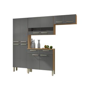 Cozinha Completa Compacta 10 Portas Nala Kits Paraná Freijó/Gris