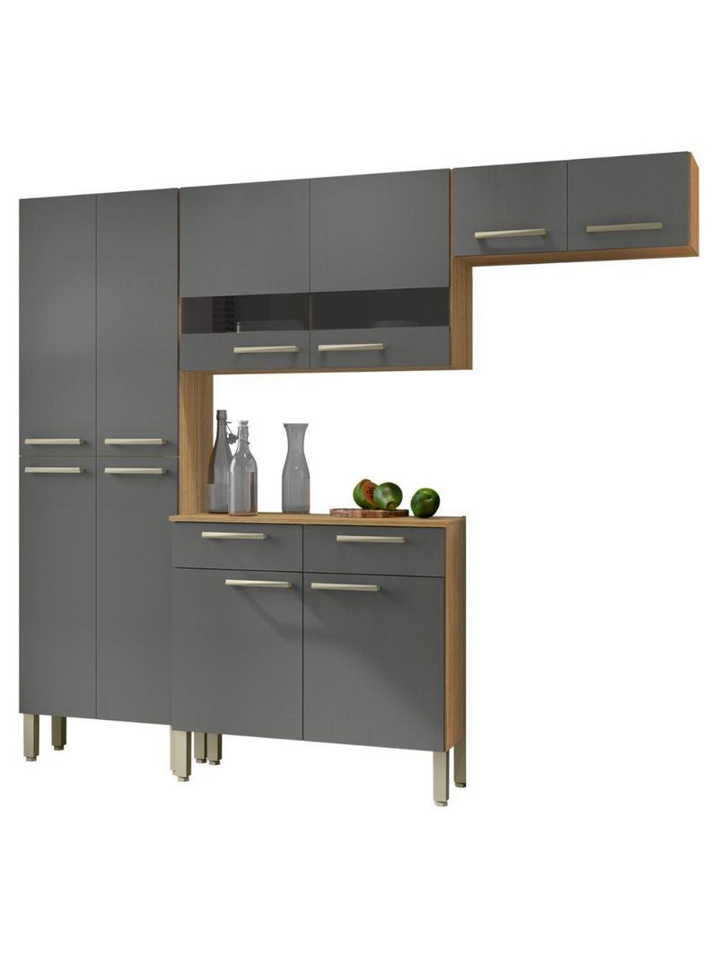 Cozinha Completa Compacta 10 Portas Nala Kits Paraná Freijó/Gris