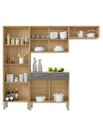 Cozinha Completa Compacta 10 Portas Nala Kits Paraná Freijó/Gris