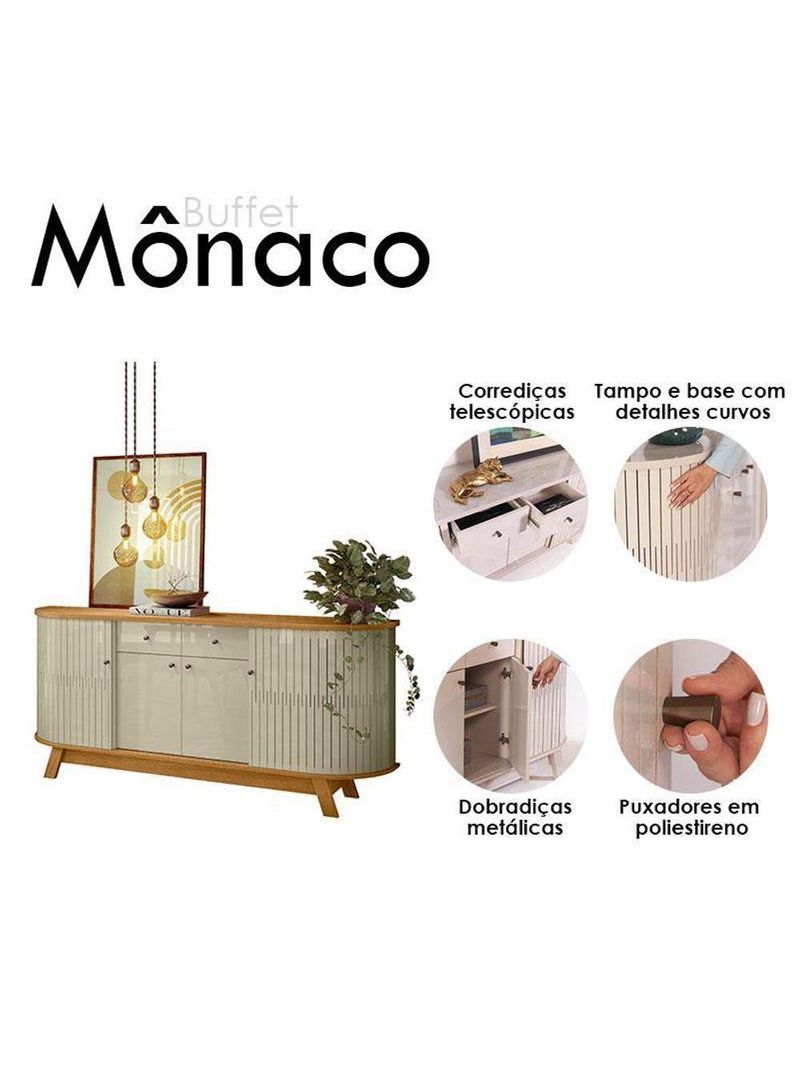 Aparador Para Sala Buffet Mônaco E Cristaleira Marina Cumaru Opala – Madetec