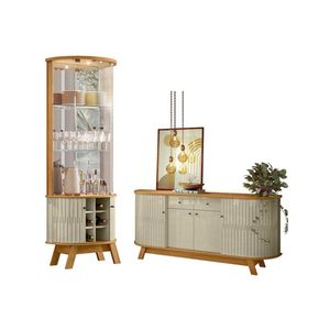 Aparador Para Sala Buffet Mônaco E Cristaleira Marina Cumaru Opala – Madetec