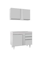 Armário Aéreo Indiana e Balcão Para Pia 100cm Luziania Branco - Lumil