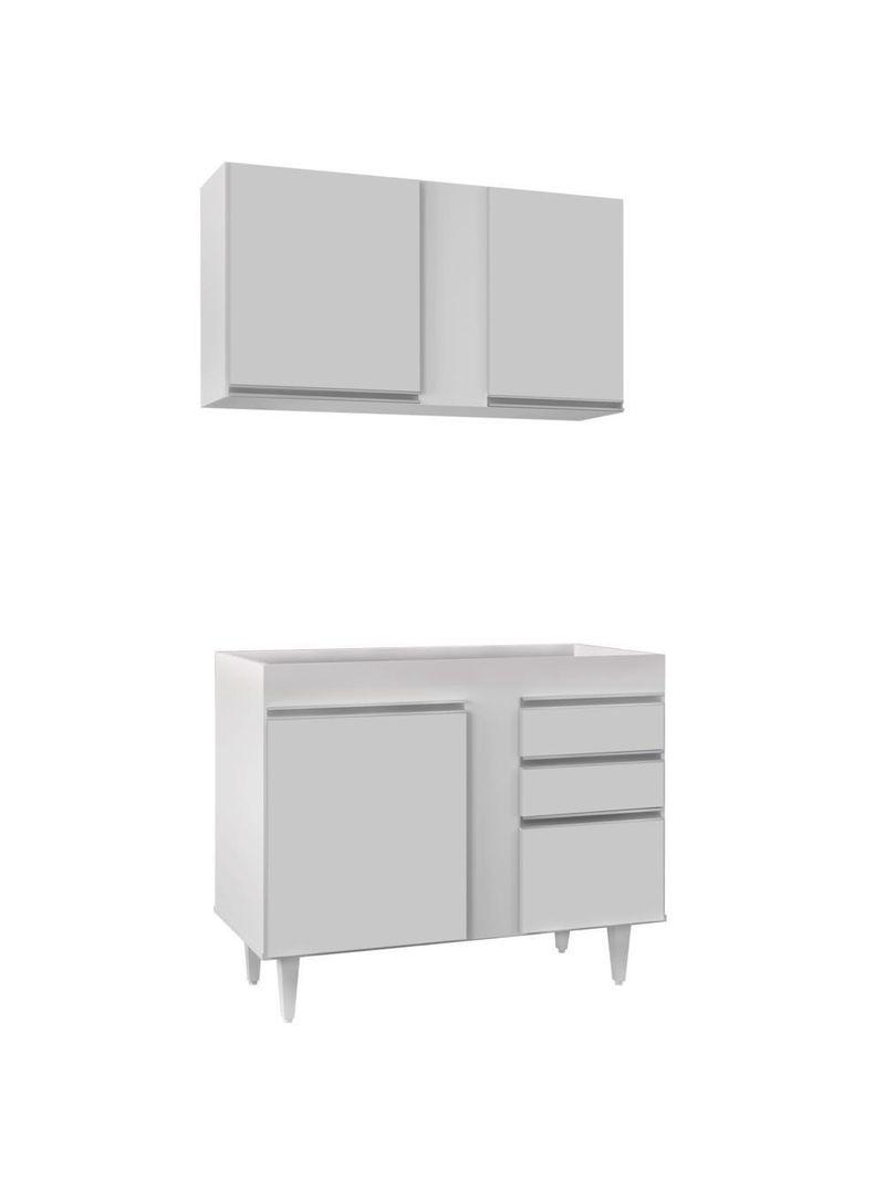 Armário Aéreo Indiana e Balcão Para Pia 100cm Luziania Branco - Lumil