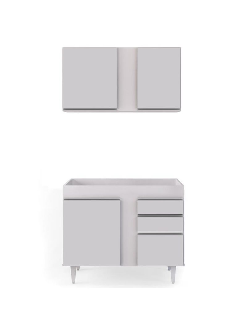 Armário Aéreo Indiana e Balcão Para Pia 100cm Luziania Branco - Lumil