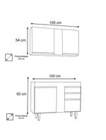 Armário Aéreo Indiana e Balcão Para Pia 100cm Luziania Branco - Lumil