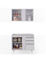 Armário Aéreo Indiana e Balcão Para Pia 100cm Luziania Branco - Lumil